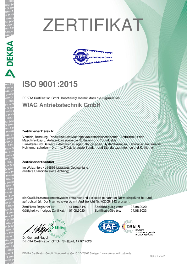 Zertifikat RZ ISO 9001 2015