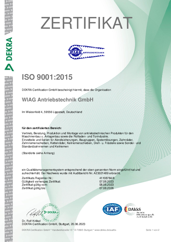 Zertifikat ISO 9001 2015 Korrektur